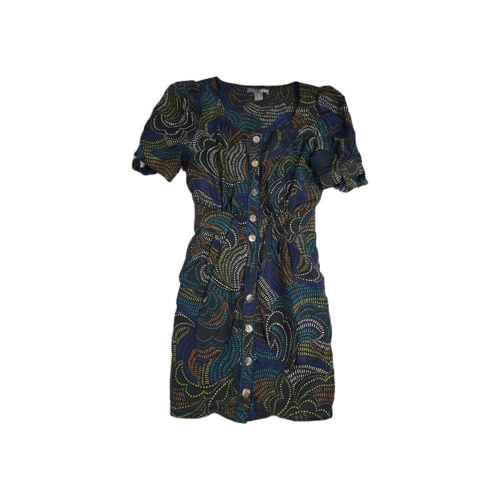 Hype Women's Size 2 Half Sleeve Round Neck Multicolor Dress‎ Button Down